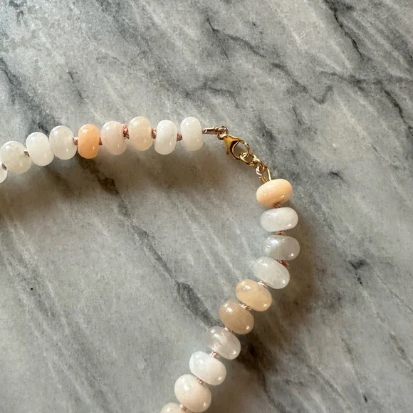 NEW Pink Aventurine Hand Knotted Silk Beaded Necklace w/Gold Fill Hardware 19” - Picture 4 of 8